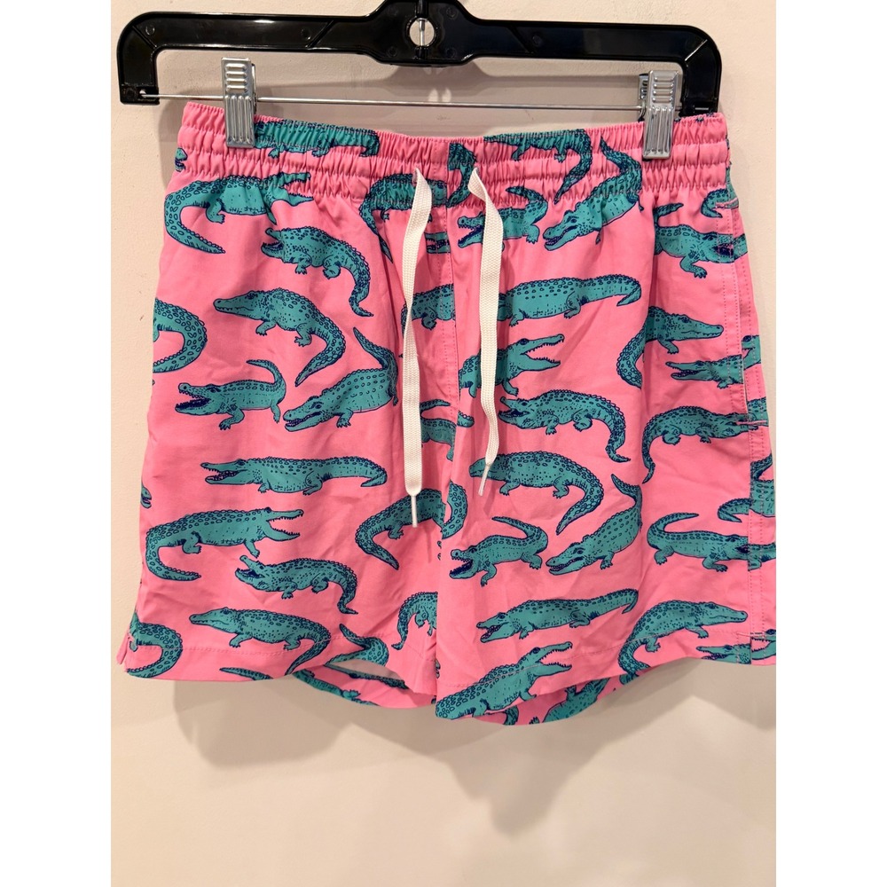 Chubbies Kids Pink Teal Alligator Print Swim Trunks Size Small 5.5 Inseam